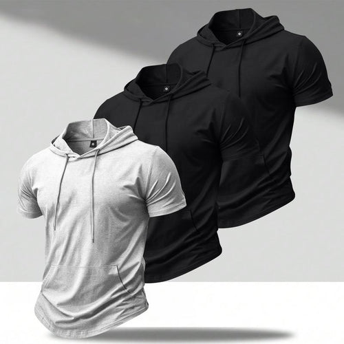 3-Pack Men’s Lightweight Short Sleeve Hoodies – Casual Hooded T-Shirts, Breathable Summer Tops for Gym, Workout, Sports & Everyday Wear