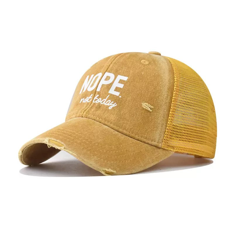 NOPE. Not Today Embroidered Baseball Cap – Funny Vintage Distressed Dad Hat for Men & Women