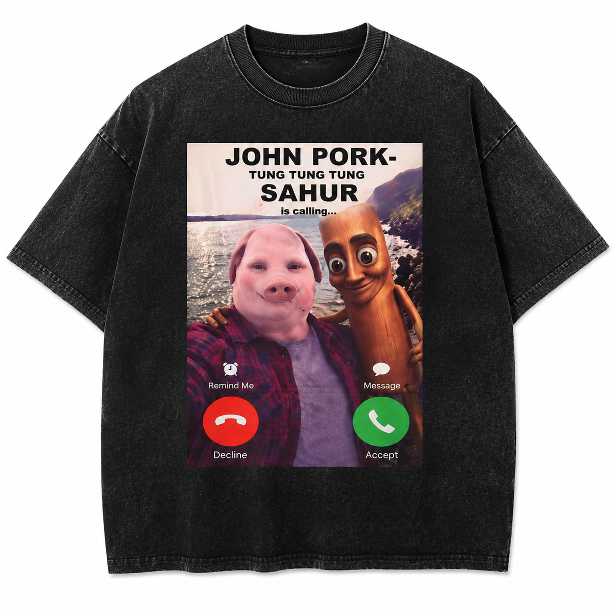 John Pork & Tung Tung Tung Sahur T-Shirt/Sweatshirt/Hoodie – Funny Brainrot Meme Graphic Tee, TikTok Viral Streetwear