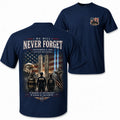 9/11 Never Forget Memorial Graphic T-Shirt, Sweatshirt & Hoodie – September 11 Twin Towers, American Flag & First Responder Tribute Print
