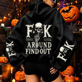 FAFO Fuck Around And Find Out Skull Graphic T-Shirt, Sweatshirt & Hoodie – Gothic Halloween Back & Sleeve Print