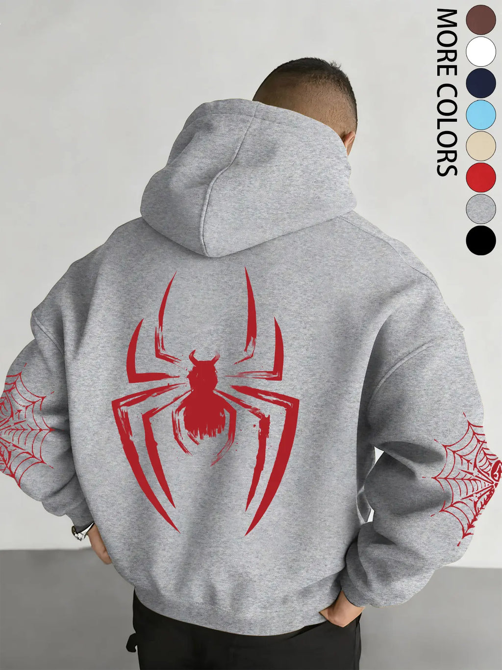 Red Spider Graphic T-Shirt, Sweatshirt & Hoodie – Oversized Back Print & Spider Web Sleeve Design, Y2K Streetwear