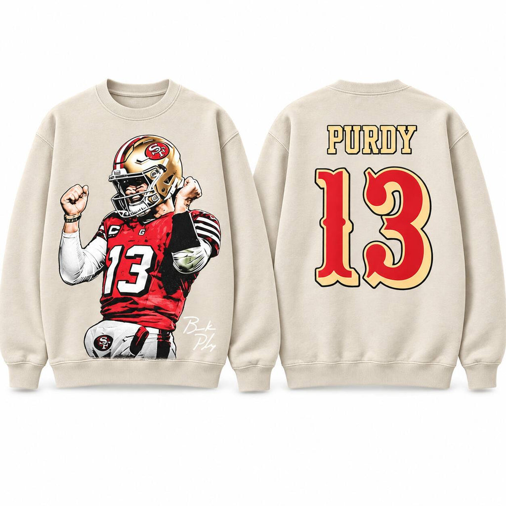 Brock Purdy #13 Football Graphic T-Shirt, Sweatshirt & Hoodie – Bay Area Game Day Fan Apparel
