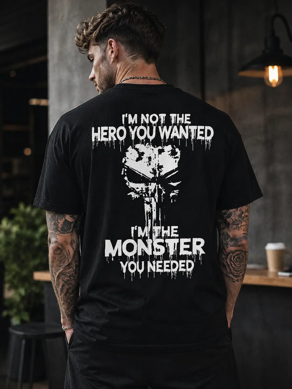 I’m Not the Hero You Wanted Graphic T-Shirt, Sweatshirt & Hoodie – Monster You Needed Skull Print, Dark Grunge Streetwear