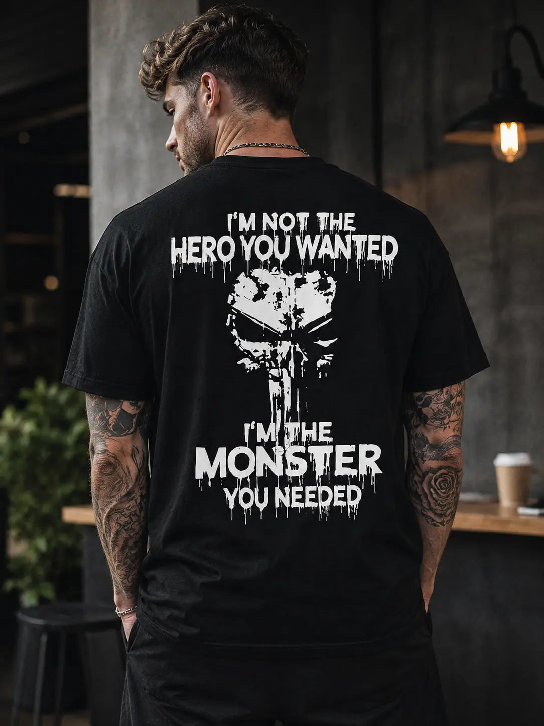 I’m Not the Hero You Wanted Graphic T-Shirt, Sweatshirt & Hoodie – Monster You Needed Skull Print, Dark Grunge Streetwear
