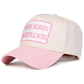 "Thank Heaven for Little Boys" Embroidered Two-Tone Mesh Trucker Hat – Boy Mom Statement Baseball Cap, Mother's Day Gift for Moms