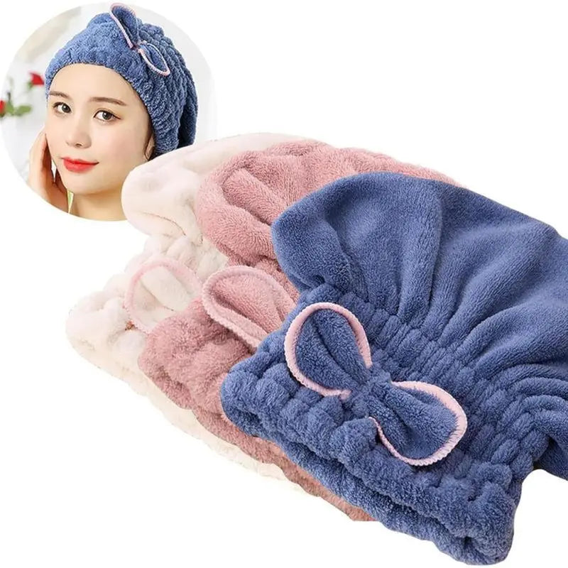Microfiber Hair Turban for Women, 3-Piece Plain Super Absorbent Towel Wrap, Fast Drying, Extra Soft & Lightweight for Nighttime Use