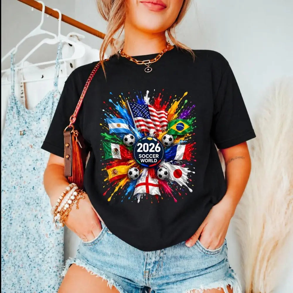 2026 Soccer World Cup T-Shirt/Sweatshirt/Hoodie – International Flags Graphic Fan Tee
