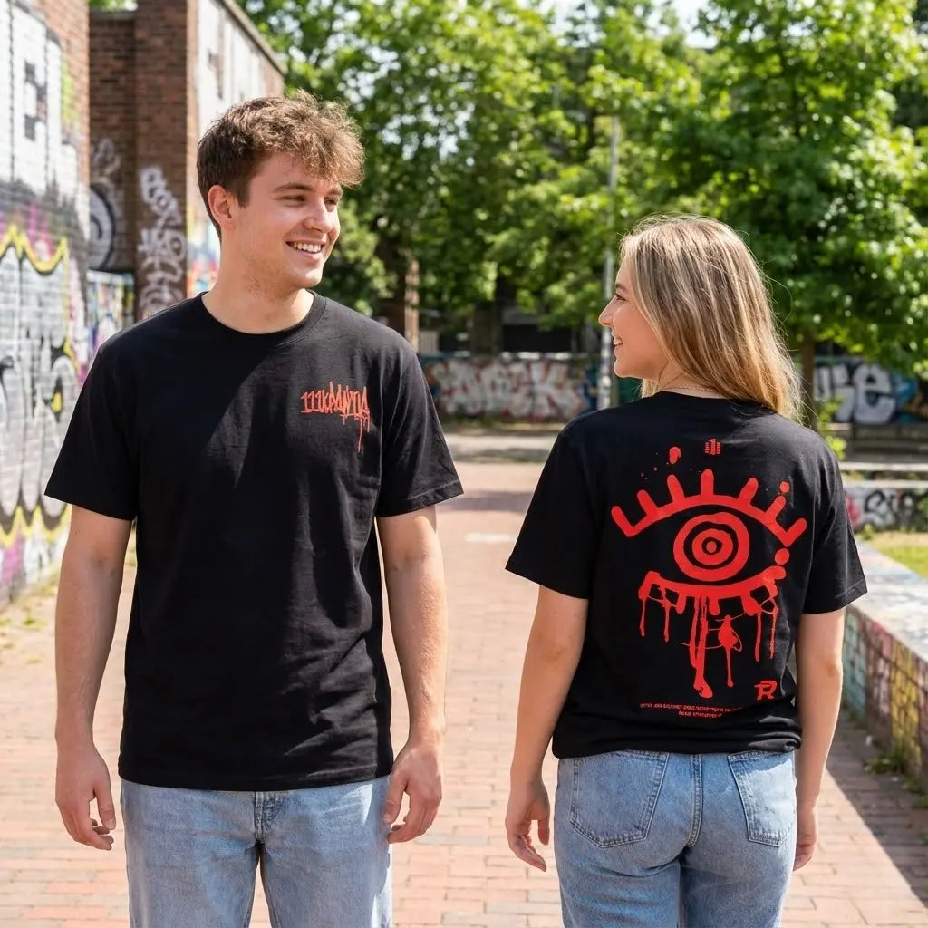 Red Eye Grunge Graphic T-Shirt, Sweatshirt & Hoodie – Y2K Hip Hop Streetwear, Alternative Graffiti Style
