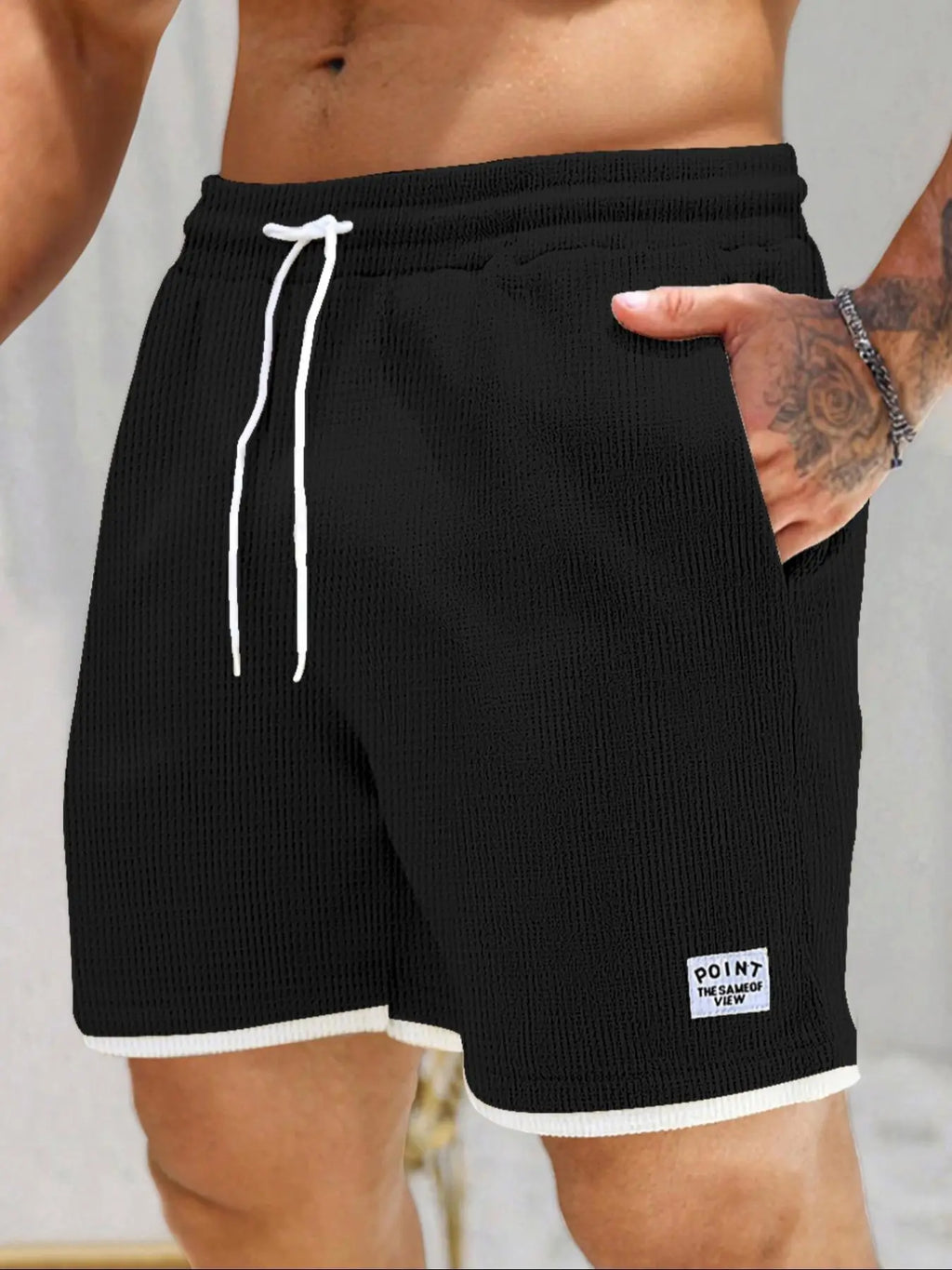 Men's Textured Casual Shorts – Drawstring Pocket Shorts, Relaxed Fit Summer Streetwear & Everyday Wear