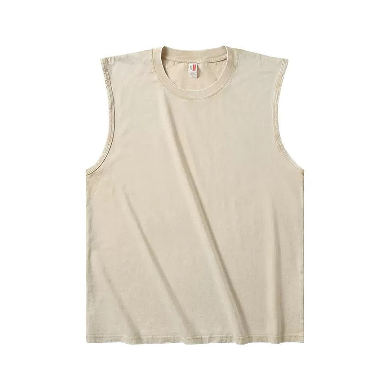 Men's Vintage Washed Oversized Tank Top – Cotton Sleeveless Muscle Shirt for Gym, Workout & Casual Streetwear