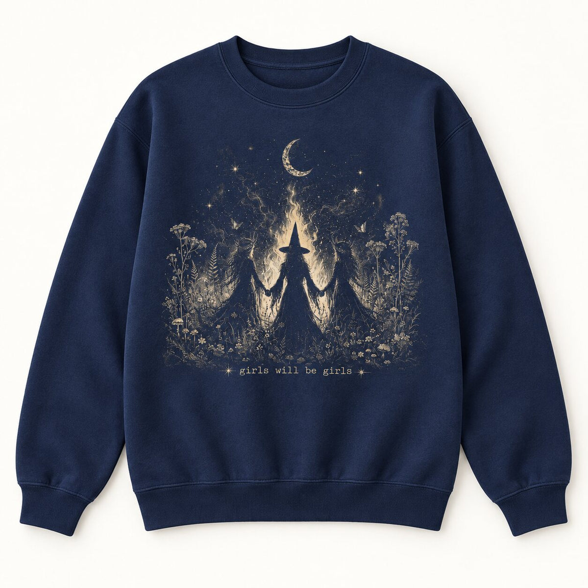 Girls Will Be Girls Witch Graphic T-Shirt, Sweatshirt & Hoodie – Halloween Witchy Spooky Season Tee
