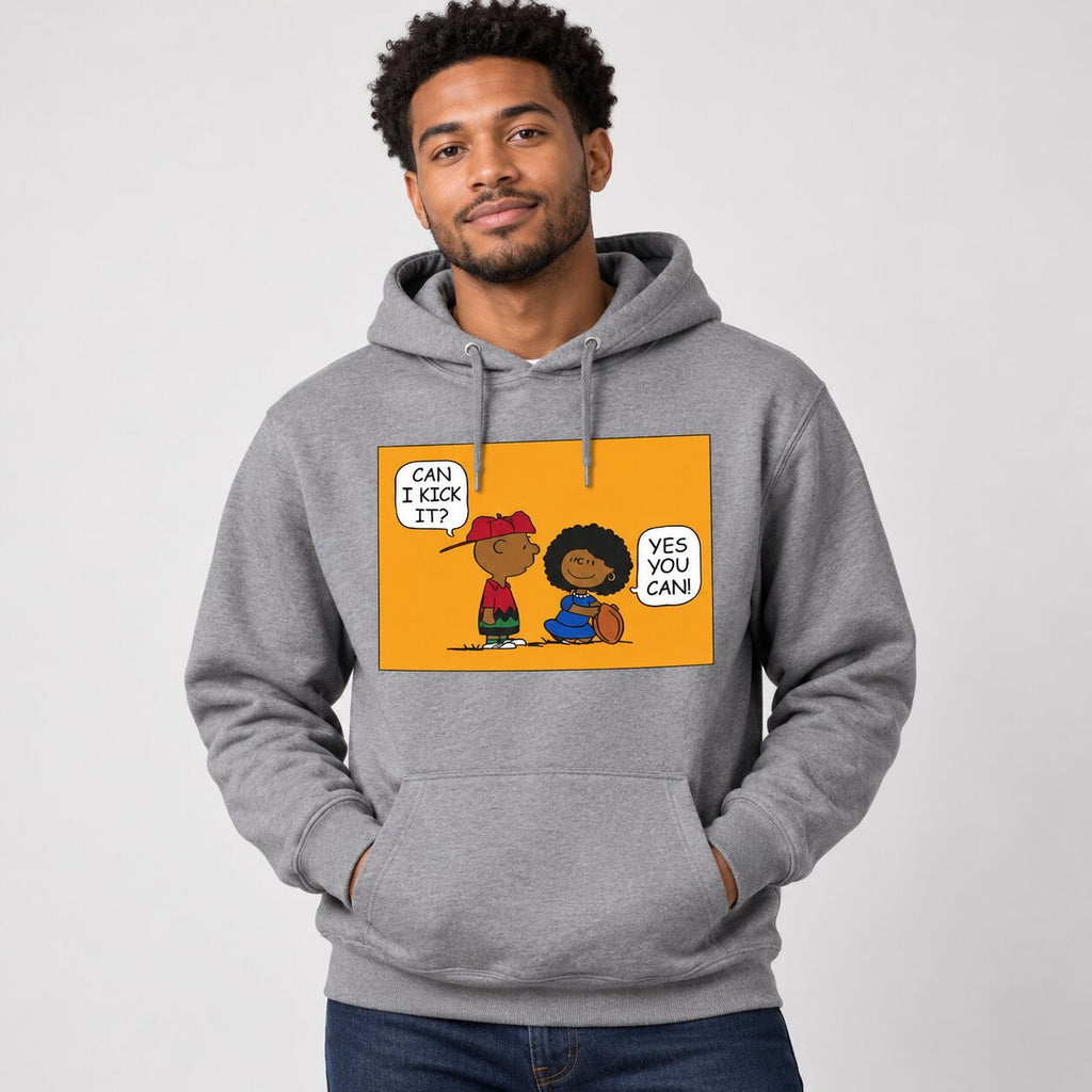 Can I Kick It? Cartoon Graphic T-Shirt, Sweatshirt & Hoodie – Funny Yes You Can Retro Comic Apparel