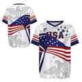 America 250 USA Soccer Fan Jersey – 1776-2026 Patriotic Bald Eagle American Flag Graphic Shirt
