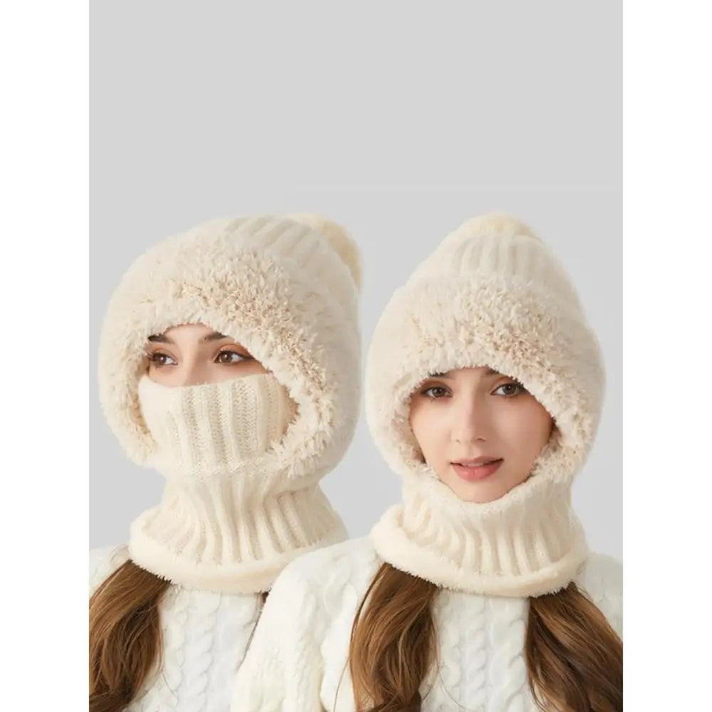 Women's Fuzzy Knit Beanie Hat – Cute Plush Warm Winter Cap, Thick Yarn Cozy Hat for Fall & Winter Fashion