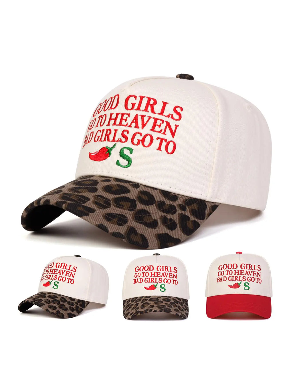 Good Girls Go to Heaven Bad Girls Go to S Embroidered Hat – Funny Sassy Leopard Print Trucker Cap for Women