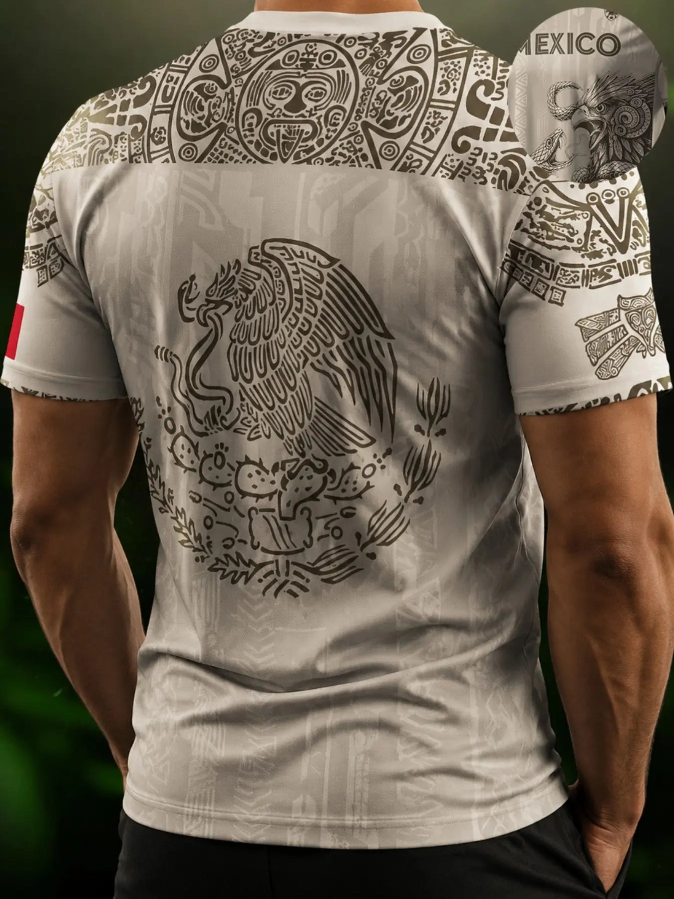 Mexico Aztec Eagle Soccer Jersey – Mexican Heritage All-Over Print Football Fan Shirt, 2026 Mexico Soccer Supporter Jersey