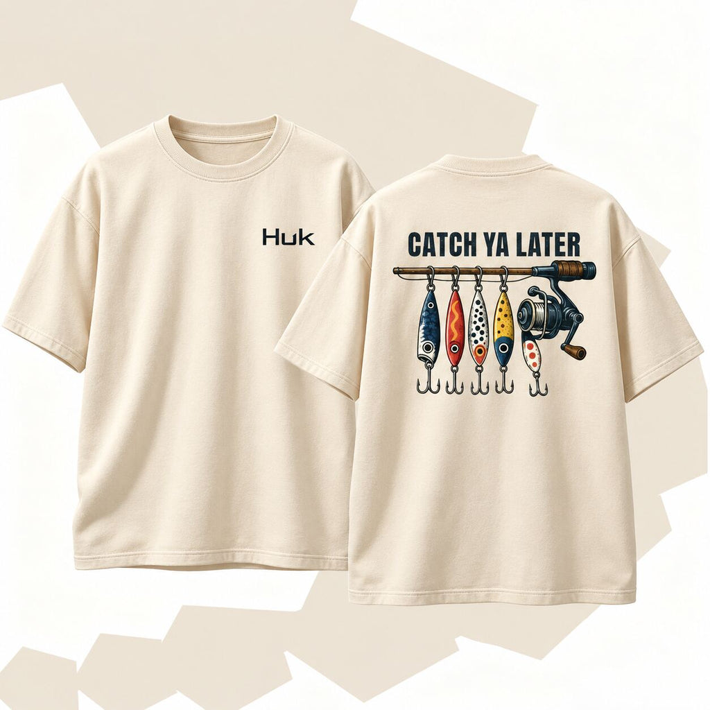 Catch Ya Later Fishing Graphic T-Shirt, Sweatshirt & Hoodie – Funny Retro Angler Outdoor Apparel