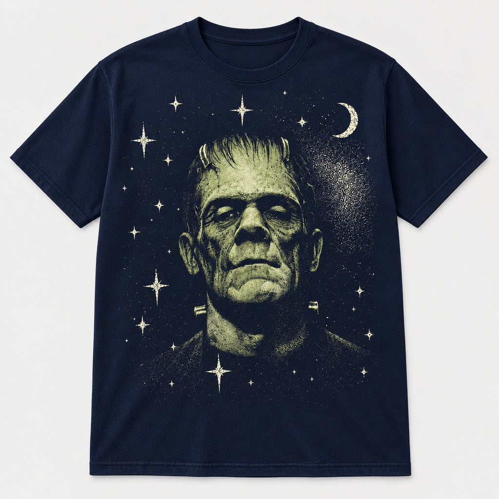Frankenstein & Bride Celestial Couple Graphic T-Shirt, Sweatshirt & Hoodie – Retro Horror Halloween Matching Shirt