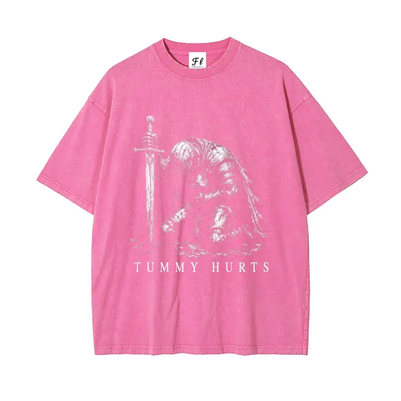 Tummy Hurts Kneeling Knight T-Shirt, Sweatshirt & Hoodie – Funny Medieval Dark Fantasy Graphic Apparel