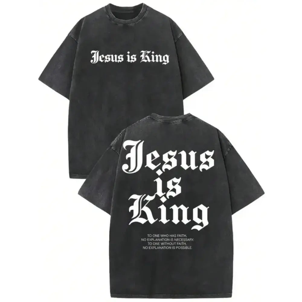 Jesus Is King Graphic T-Shirt, Sweatshirt & Hoodie – Gothic Christian Faith Print, Vintage Religious Streetwear Apparel