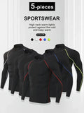 5-Pack Men’s Long Sleeve Compression Shirts – Moisture-Wicking Quick-Dry Athletic Tops, Stretch Workout Base Layers for Gym, Running & Training