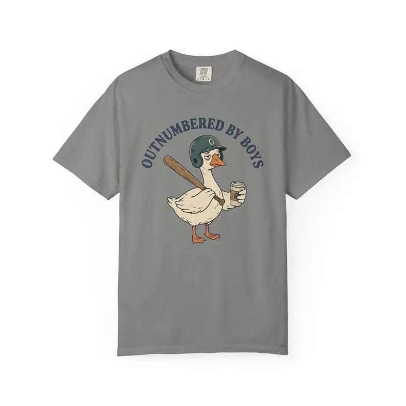 Exhausted Boy Mom T-Shirt/Sweatshirt/Hoodie – Outnumbered by Boys Goose Graphic Tee