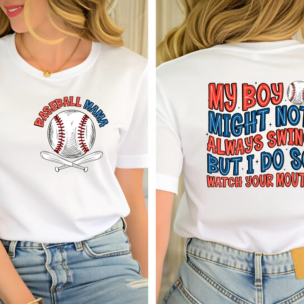 Baseball Mama T-shirt Sweatshirt Hoodie, My Boy Might Not Always Swing, Funny Baseball Mom Sayings, Sports Mom Gift