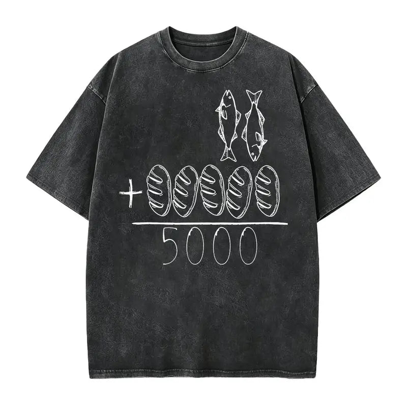 2 Fish 5 Loaves Jesus Feeds the 5000 Graphic T-Shirt, Sweatshirt & Hoodie – Christian Bible Story Faith Print