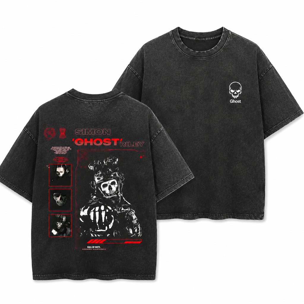 Ghost Skull Mask T-Shirt/Sweatshirt/Hoodie – Vintage Tactical Military Graphic Tee, Dark Gaming Inspired Streetwear