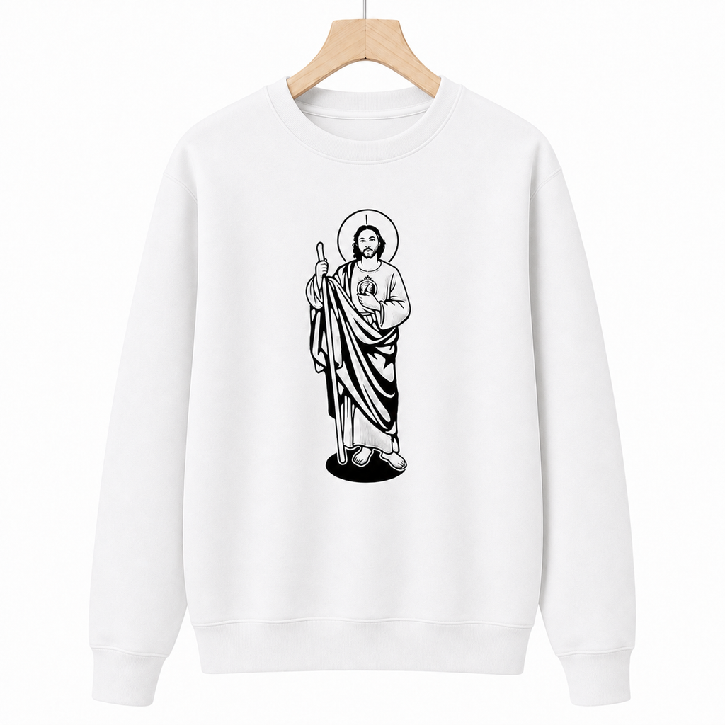 San Judas Tadeo Graphic T-Shirt, Sweatshirt & Hoodie – Saint Jude Catholic Faith Print, Christian Religious Apparel