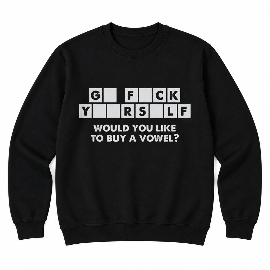 Would You Like to Buy a Vowel Funny Crossword Graphic T-Shirt, Sweatshirt & Hoodie – Sarcastic Adult Humor Design