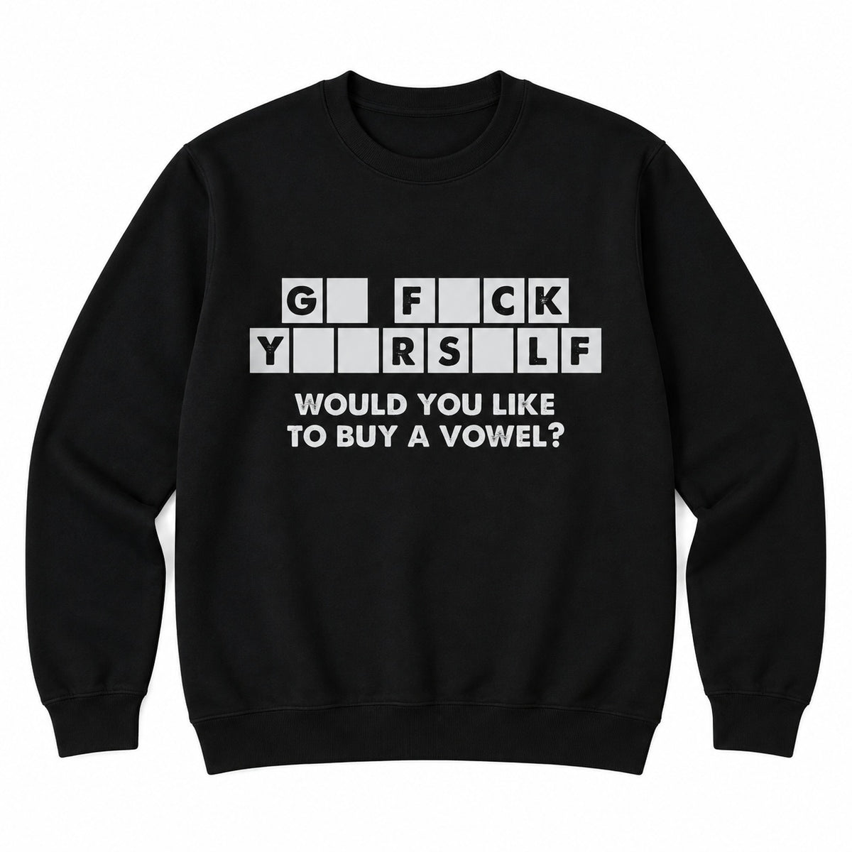 Would You Like to Buy a Vowel Funny Crossword Graphic T-Shirt, Sweatshirt & Hoodie – Sarcastic Adult Humor Design