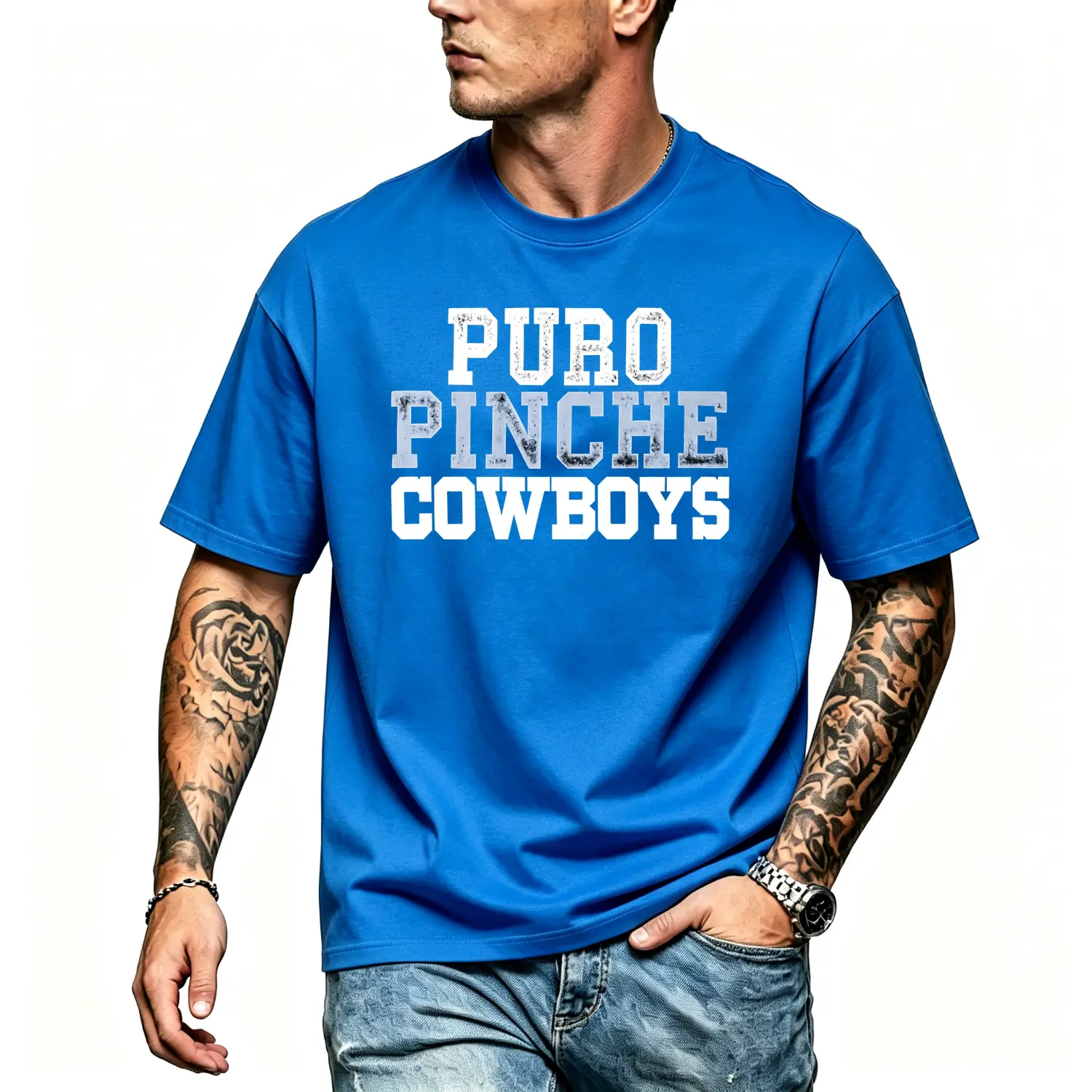 Puro Pinche Cowboys Graphic T-Shirt,Sweatshirt & Hoodie – Western Cowboy Statement Print, Vintage Streetwear Apparel