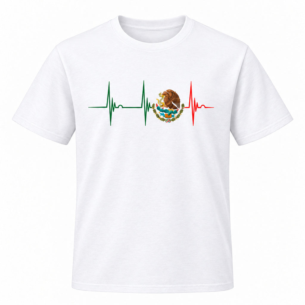 Mexico Heartbeat EKG Graphic T-Shirt, Sweatshirt & Hoodie – Mexican Pride Eagle Emblem Patriotic Design