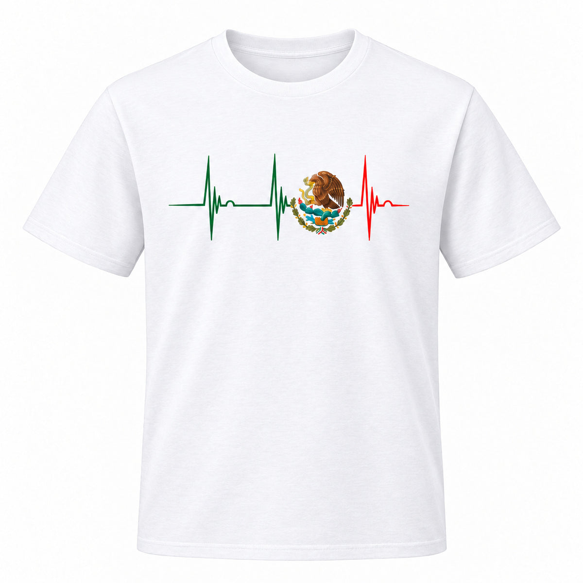Mexico Heartbeat EKG Graphic T-Shirt, Sweatshirt & Hoodie – Mexican Pride Eagle Emblem Patriotic Design