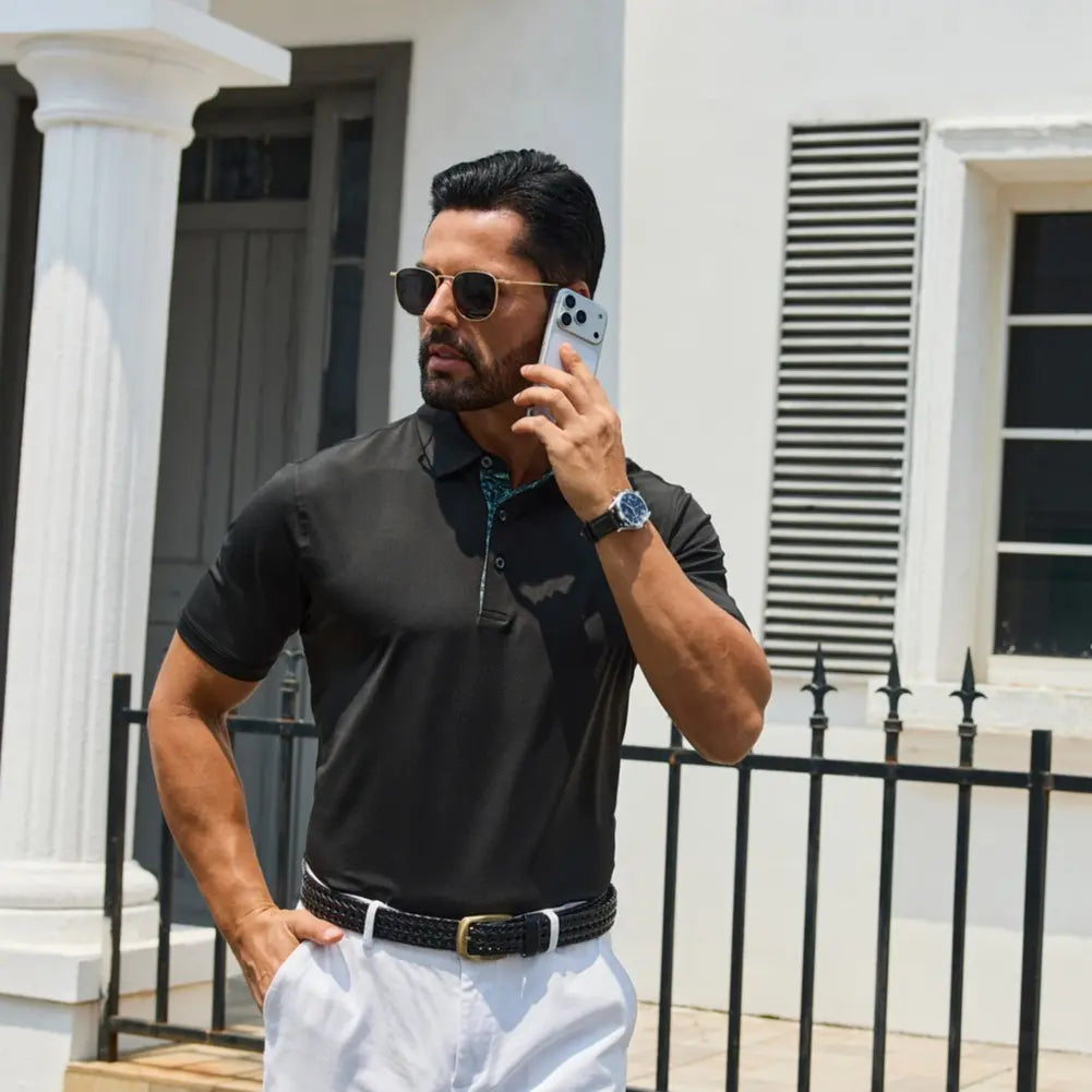 3-Pack Men’s Performance Polo Shirts – Short Sleeve UPF 30+ Golf Polos with 4-Way Stretch, Cooling & Moistur