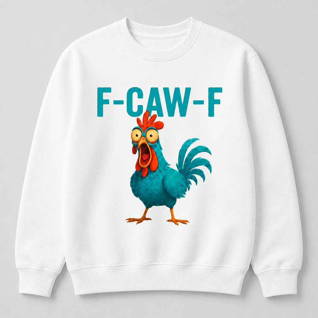 F-CAW-F Funny Bird Graphic T-Shirt, Sweatshirt & Hoodie – Sarcastic Cartoon Chicken Print, Adult Humor Casual Apparel