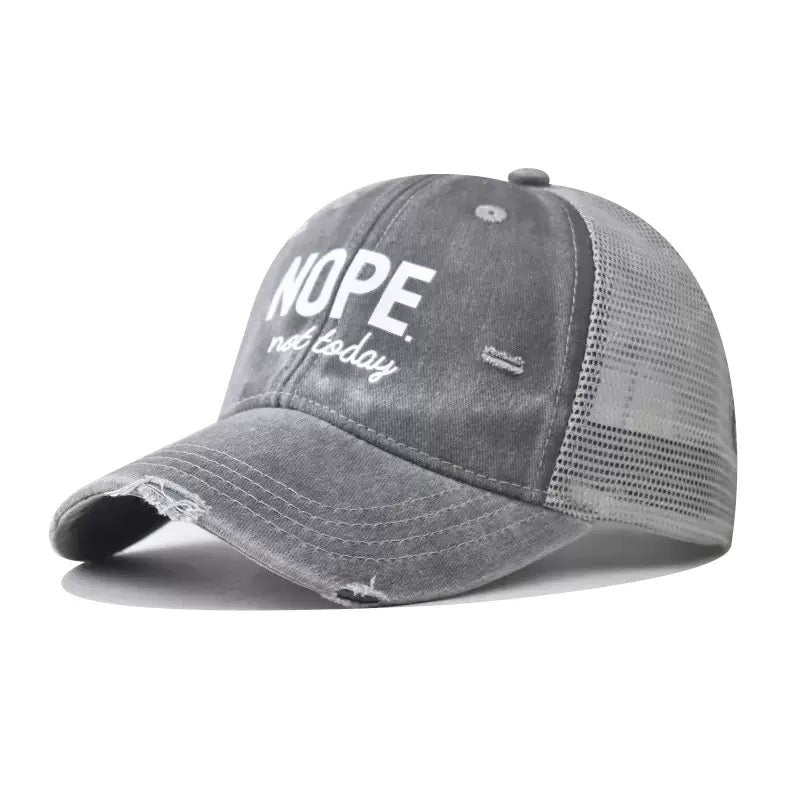 NOPE. Not Today Embroidered Baseball Cap – Funny Vintage Distressed Dad Hat for Men & Women