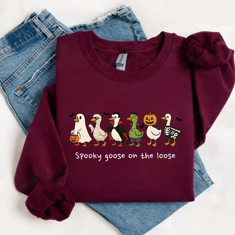 Spooky Goose on the Loose T-Shirt, Sweatshirt & Hoodie – Funny Halloween Goose Costume Graphic Print