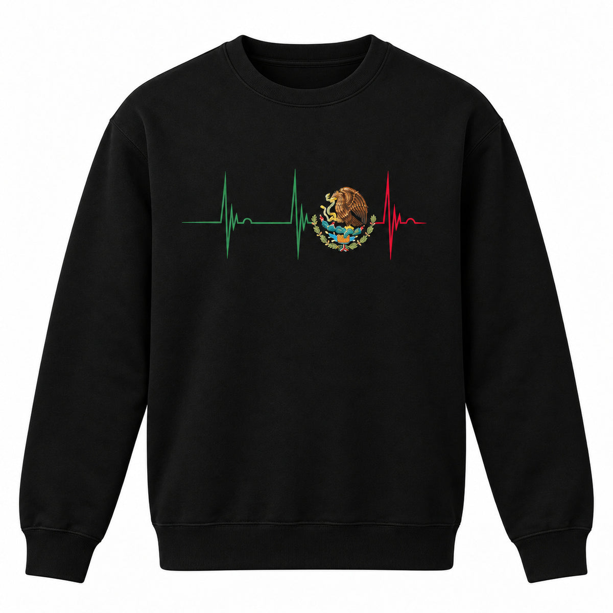 Mexico Heartbeat EKG Graphic T-Shirt, Sweatshirt & Hoodie – Mexican Pride Eagle Emblem Patriotic Design