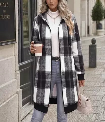 Women's Long Zip Up Hoodie Jacket – Casual Hooded Sweatshirt Coat, Longline Streetwear Outerwear for Fall & Everyday Wear