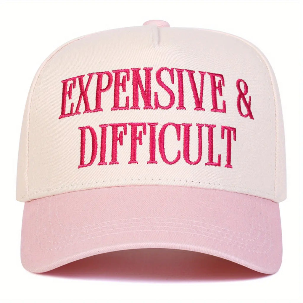 "Expensive & Difficult" Embroidered Baseball Cap – Funny Statement Hat, Minimalist Streetwear Cap for Men & Women