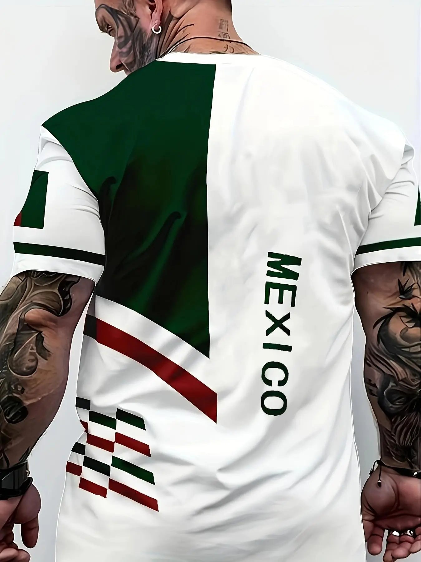 Men's Mexican Style 3D Printed T-Shirt, Eagle and Snake Pattern, Breathable Polyester, Lightweight Summer Round Neck Short Sleeve