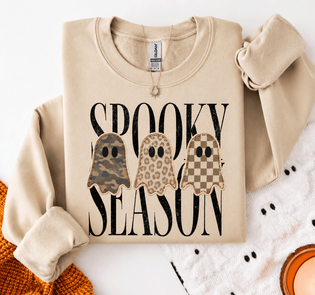 Spooky Season Graphic T-Shirt, Sweatshirt & Hoodie – Cute Ghost Halloween Print, Vintage Fall Streetwear Apparel