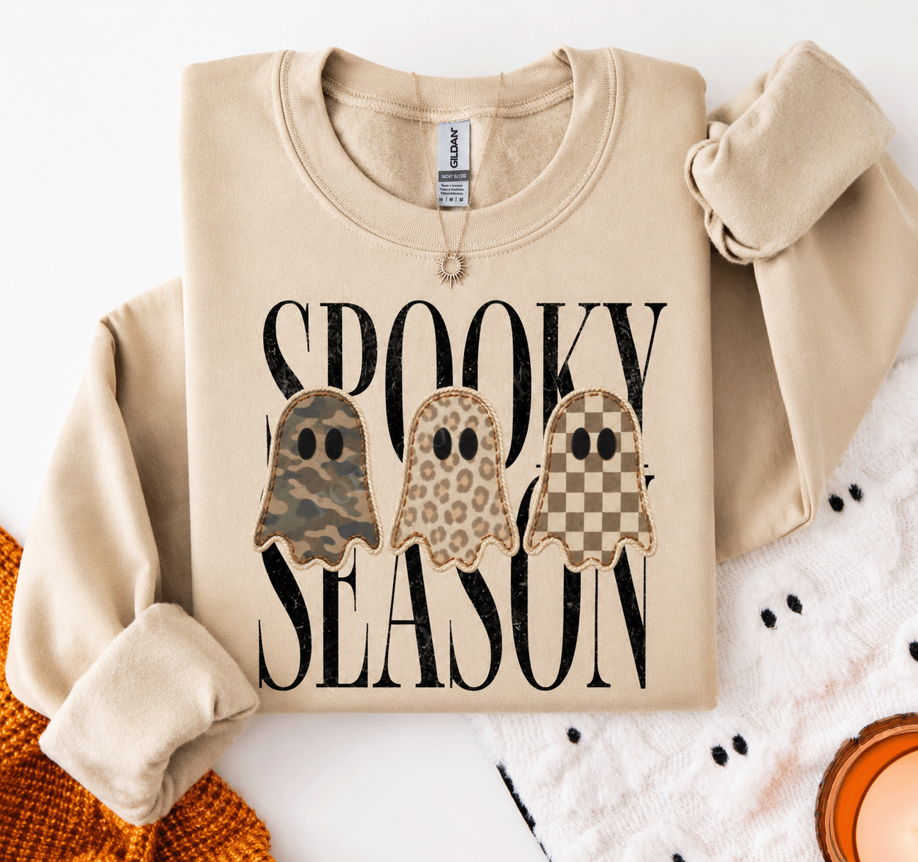 Spooky Season Graphic T-Shirt, Sweatshirt & Hoodie – Cute Ghost Halloween Print, Vintage Fall Streetwear Apparel