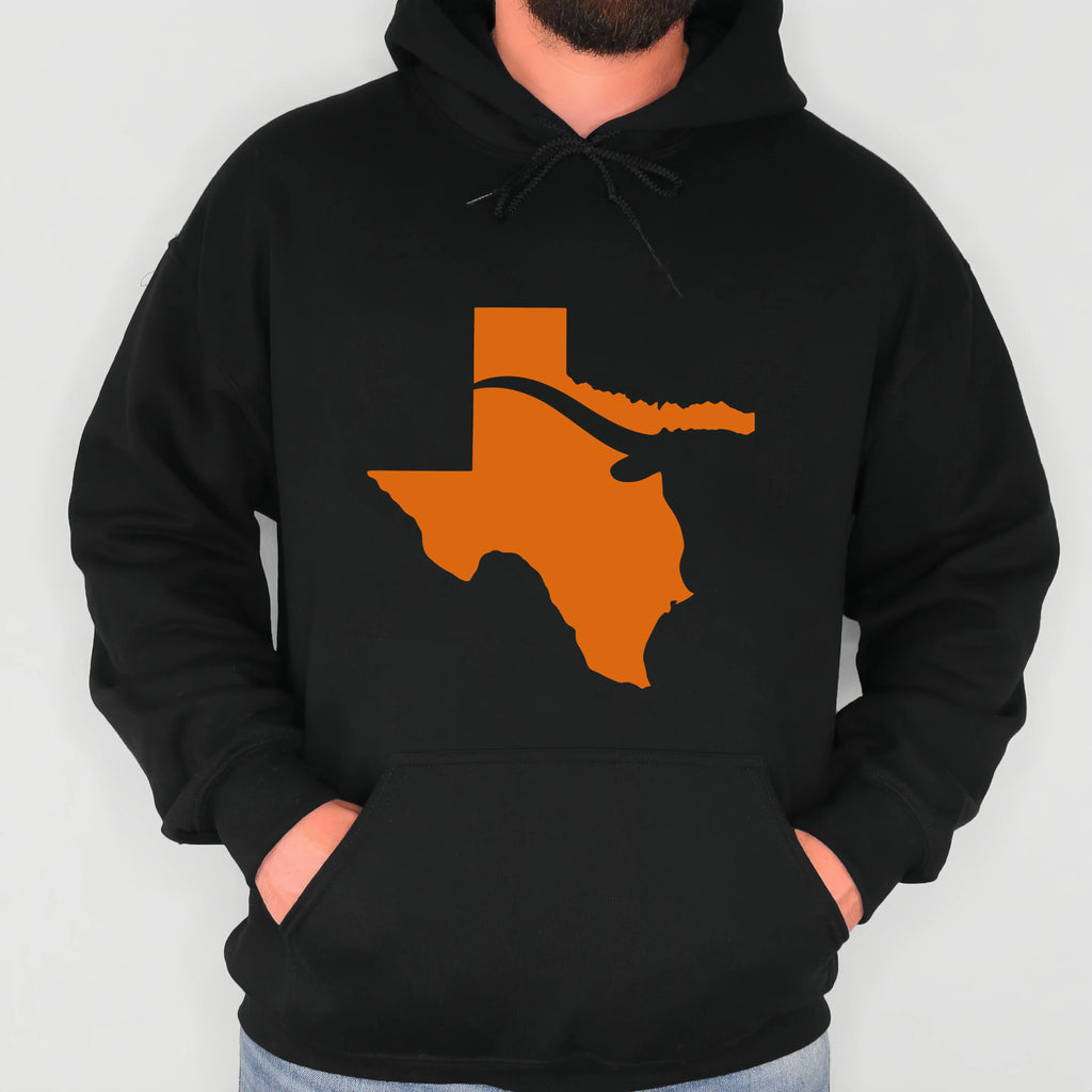 Texas Cowboy Boot State Pride Graphic T-Shirt, Sweatshirt & Hoodie – Western Texas Map Design