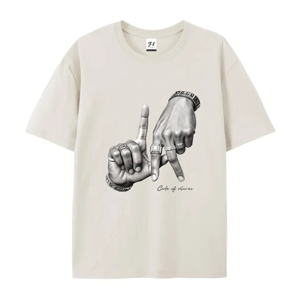 Hand Gesture Graphic T-Shirt, Sweatshirt & Hoodie – Y2K Urban Streetwear Ring Hand Graphic Casual Tee