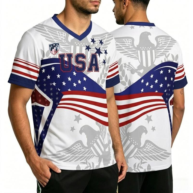 America 250 USA Soccer Fan Jersey – 1776-2026 Patriotic Bald Eagle American Flag Graphic Shirt