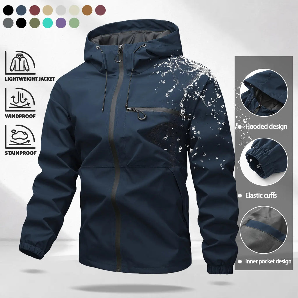 Unisex Waterproof Windproof Hooded Jacket – Lightweight Outdoor Rain Jacket with Adjustable Hood & Cuffs, Hiking, Camping & Commuting Outerwear